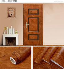 Load image into Gallery viewer, Wood Grain Door Sticker Waterproof Adhesive Wallpaper Wooden Door Renovation Cabinet Furniture Home Decor DIY Wall Mural Decals
