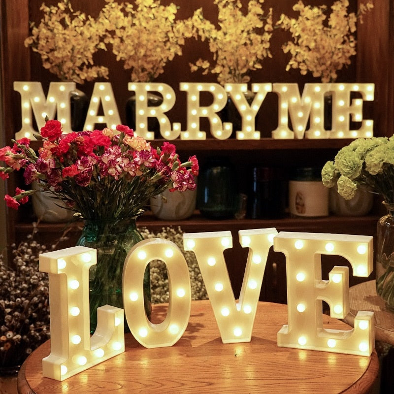 Litera alfabetu LED Lights Marquee Sign Number dekoracja lampy lampka nocna na imprezę sypialnia ślub urodziny dekoracje świąteczne